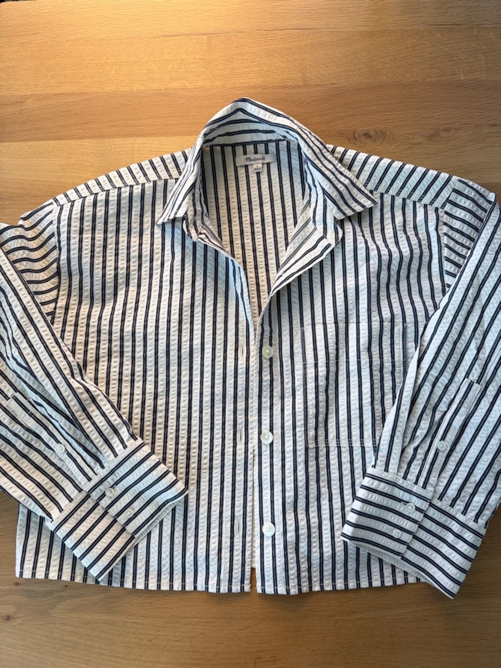 Madewell Striped Long-Sleeve Button-Up Shirt - White & Navy
